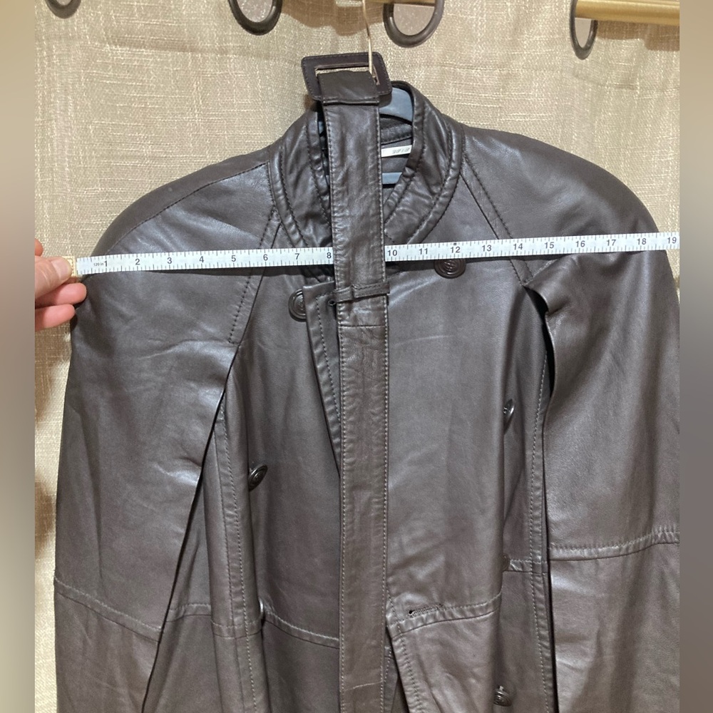 new LEON MAX spectatular Genuine Leather $1198 RETAIL Cape JACKET Brown S28/80 - Picture 12 of 16